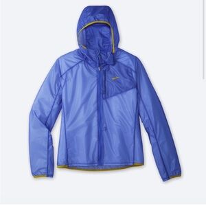 Brooks All Altitude Jacket Running Jacket Full Zip Hood Water Resistant Blue-M